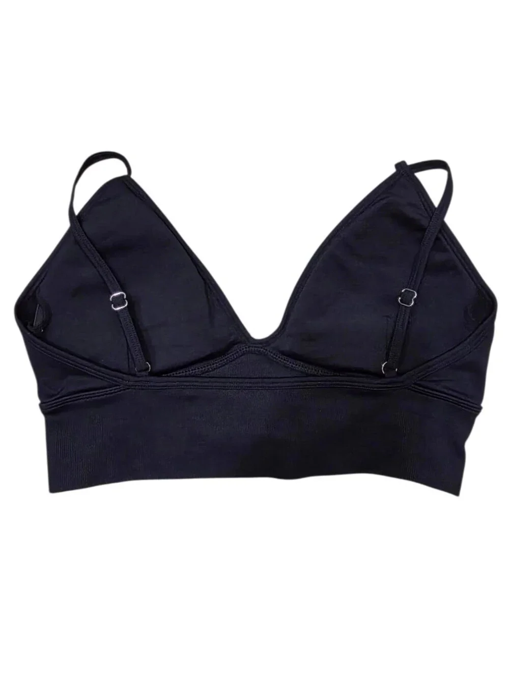 ALO Yoga Black V-Neck Longline Sports Bra Bralette Adjustable Straps Size S